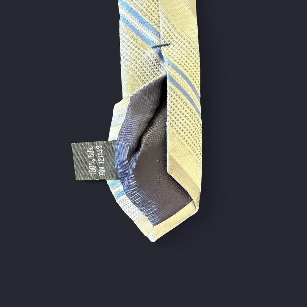 Joseph Abboud 100% Silk Silver & Blue Striped Tie Preppy Business Office Luxury